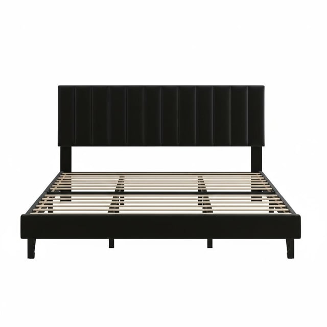 Suede Upholstered Platform Bed Frame with Adjustable Tufted Headboard, Noise-Free, No Box Spring Needed, Easy Assembly - Twin Size, White