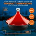 thumbnail image 2 of NutriChef Cast Iron Moroccan Tagine 2.75 Quart Tajine Cooking Pot with Stainless Steel Knob ​(Red), 2 of 6