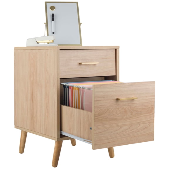 Lavish Home 2 Drawer File Cabinet with Adjustable Hanging Bars for Office Storage, Natural