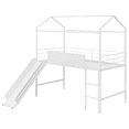 thumbnail image 5 of Tcbosik Twin Size House Shaped Loft Bed with Slide and Blackboard, Metal Bed Frame with Ladder and Guardrail for Small Space, Easy Assembly, White, 5 of 10