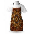 thumbnail image 3 of Ethnic Apron Ethnic Mosaic Like Kaleidoscope Design with Floral Swirls Image, Unisex Kitchen Bib Apron with Adjustable Neck for Cooking Baking Gardening, Brown Blue Yellow and Marigold, by Ambesonne, 3 of 3