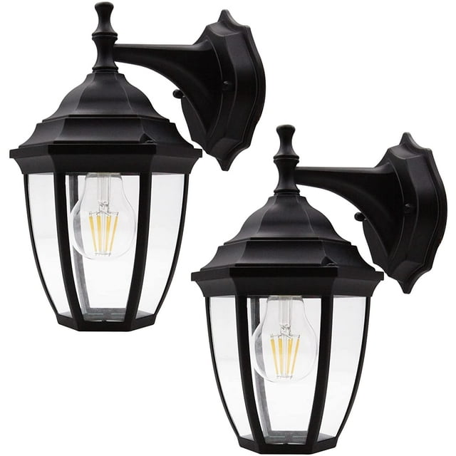 Ming Bright 2 Packs 120 V AC Black Outdoor Wall Lantern with Glass ...