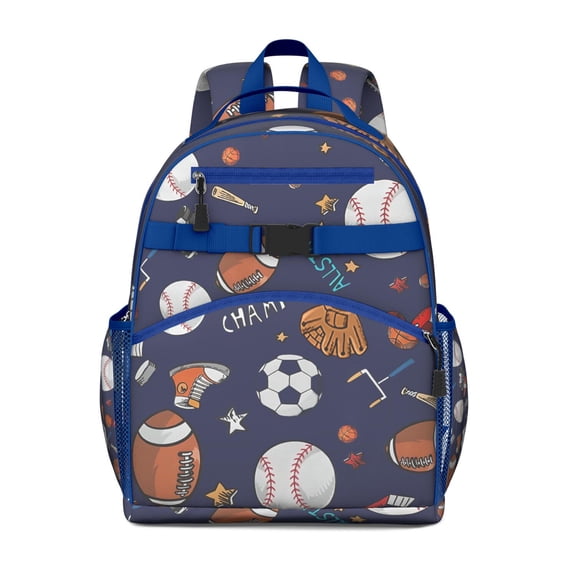 Football School Backpack Adjustable Padded Straps Chest Strap Water-Resistant Bookbag For Elementary Students