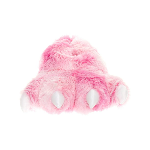 Wishpets Grizzly Pink Bear Animal Furry Fuzzy Paw Claw Slippers Shoe - Walmart.com