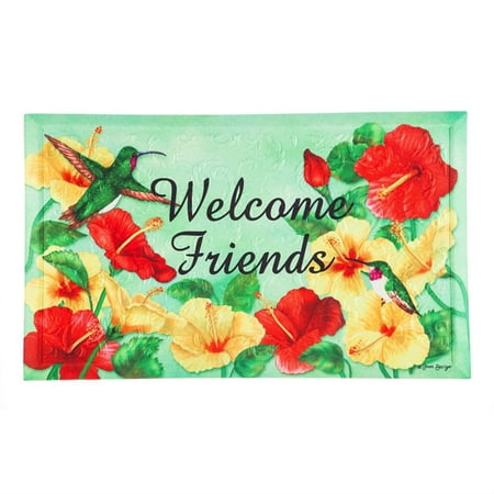 - Evergreen Embossed Floor Mat - Hummingbird Welcome