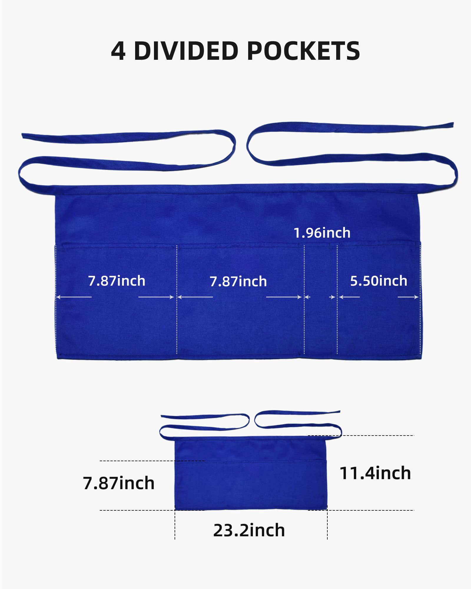 DAPRZIY 2 Pack Server Apron with 4 Pockets, Waitress Waiter Waist ...