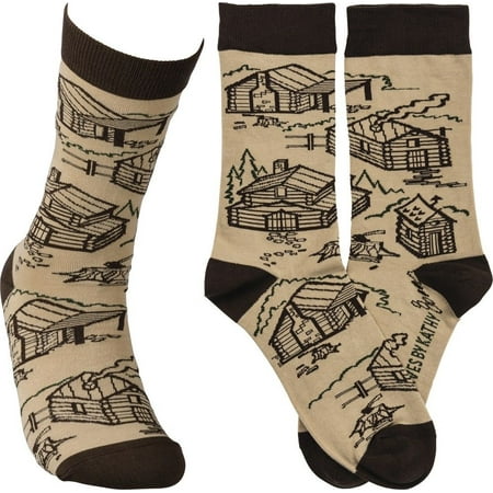 

CABIN SOCKS Novelty Log Cabin Getaway Socks by Primitives by Kathy