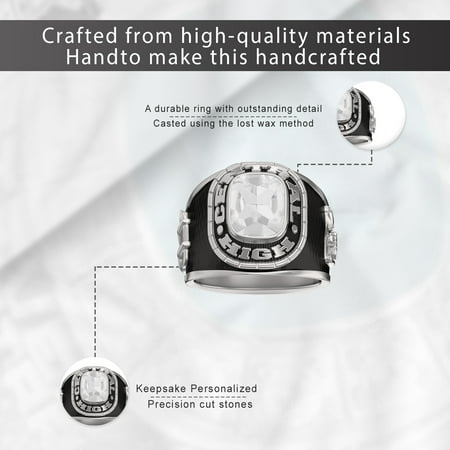 Keepsake Personalized Men's Square Class Ring for High School and College