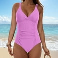 thumbnail image 4 of vigerkar Women's One Piece Swimsuit Tummy Control Deep V Neck Double Straps Bathing Suit Purple, XL, 4 of 9