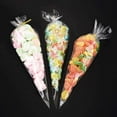 thumbnail image 3 of Cone Bag 100 PCS Clear Cello Treat Bags Popcorn Bags Triangle Goody Bags with Twist Ties for Candies Handmade Cookies (5.1" X 9.8"), 3 of 8