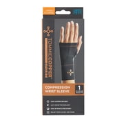 Tommie Copper Sport Spandex Compression Wrist Sleeve, Black, Adult, L/XL, 1 sleeve