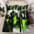 thumbnail image 2 of Homewish Black Green Watercolor Twin Sheet Sets for Adult, Modern Neutral Artwork Twin Fitted Sheet, Chic Stripes Ombre Flat Sheet, Super Cozy Room Decor, 3pcs, 2 of 7