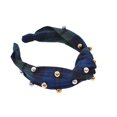 thumbnail image 1 of Bellefixe Diadema anudada navideña para mujeres y niñas | Cuadros de tartán con perlas metálicas (Evergreen), 1 of 5