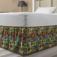 thumbnail image 1 of Abstract Bed Skirt, Grid Style Checkered Squares with Colorful Flower Doodles and Geometric Shapes, Elastic Bedskirt Dust Ruffle Wrap Around for Bedding Decor, 4 Sizes, Multicolor, by Ambesonne, 1 of 2