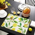 thumbnail image 3 of Lemon Table Placemats Set of 4 Place Mats Linen Washable Wipeable Placemats Heat Resistant Placemats Fabric Waterproof Rectangle Table Mat for Kitchen Dining Dinner 18 X 12 Inch, Lemon, 3 of 6