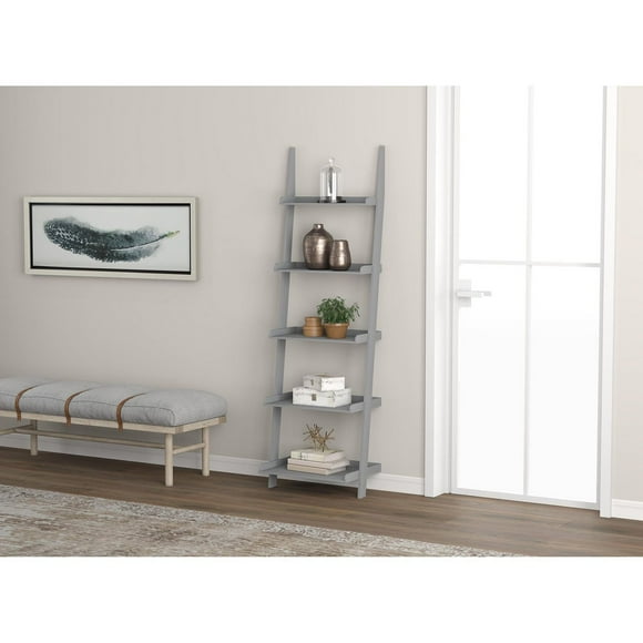 Safdie & Co. Wall Shelf 70H Light Grey 5 Tier With Borders