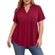 thumbnail image 1 of Plus Tops para Mujeres Tamaño Plus Moda Color Sólido Casual Botón-Up Top con Cuello en V Y Manga 3/4 Mujeres Tamaño Plus Tops de Verano, 1 of 7