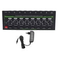 thumbnail image 2 of Amplificador de auriculares Estéreo de 8 Canales, Amplificador de Auriculares de Control de Volumen Con Luz Rgb, DJ Stage Sound Studio Mixer Metal 6.35 mm, Para La Transmisión, 2 of 7
