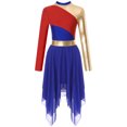 thumbnail image 4 of inhzoy Women Metallic Praise Dance Dress Color Block Liturgical Praise Dance Worship Dancewear Royal Blue XL, 4 of 9