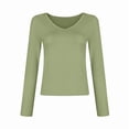 thumbnail image 3 of Trendy Long Sleeve Shirts for Women Fall Fashion V Neck Crop Slim Fitted Y2K Tops Outfits Clothes Light Green XXXL, 3 of 7