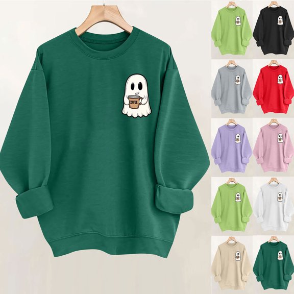 Fancifize Kids Halloween Hoodies Fleece Sweatshirt Long Sleeve Comfort Pullover Ghost Graphic Top Casual Loose Fall Clothes for Girls Boys