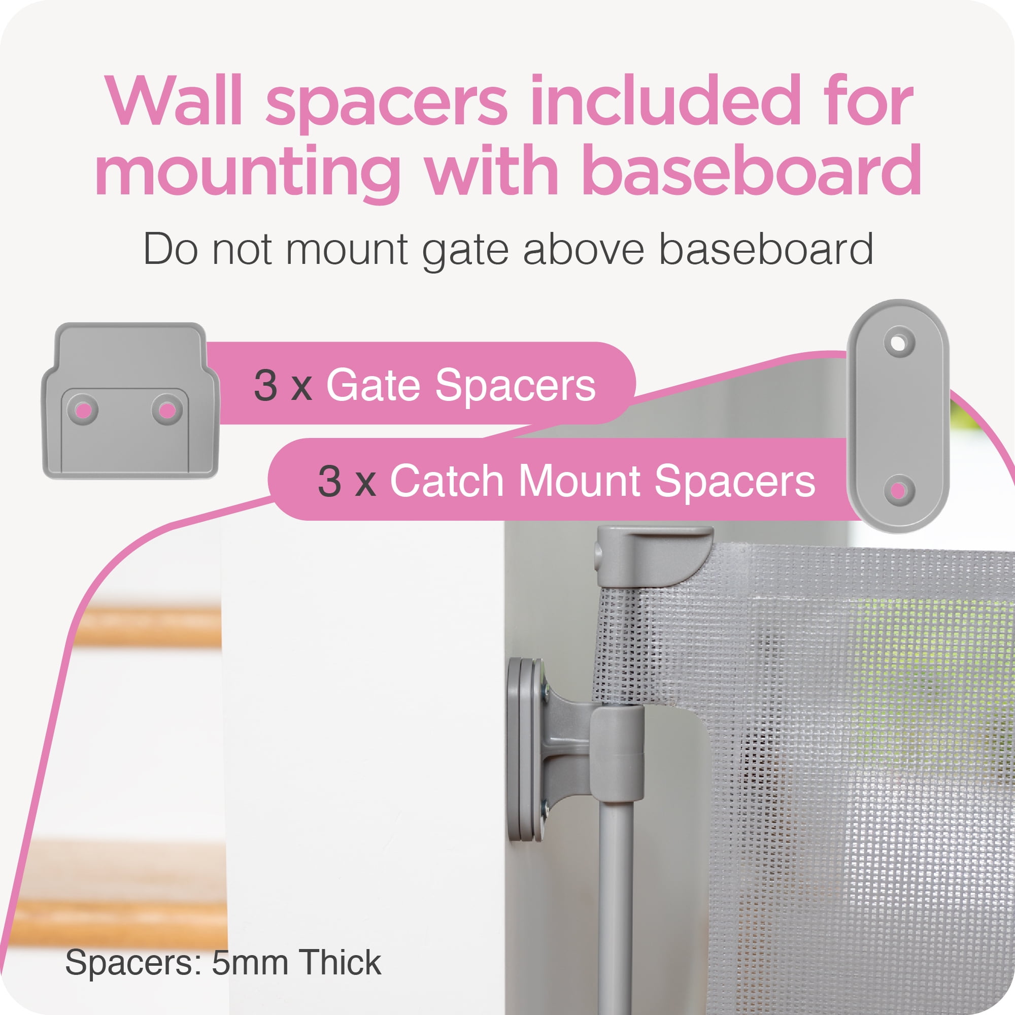 Perma 36” H x 71" W Retractable Baby Gate for 6-24 Months, Manual Tensioning & 3-Way-Locking, Gray