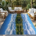 thumbnail image 3 of Fsddascl Blue Mountain Outdoor Rug for Patio/Deck/Porch, Non-Slip Large Area Rug 4 x 6 Ft, Modern Art Green Forest Lake Indoor Outdoor Rugs Washable Area Rugs, Reversible Camping Rug Carpet Runner, 3 of 5