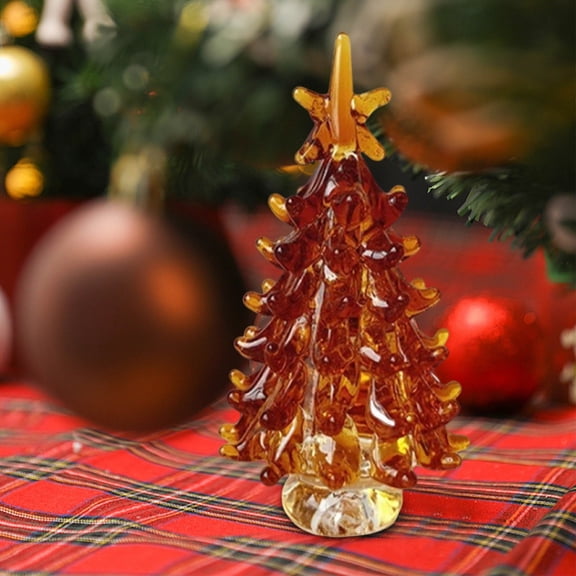 Crystal Christmas Tree Figurine with Warm LED Lights 12.6in Sparkling Glass Tabletop Decor for Home Office Mantel Elegant Gift for Collectors Holiday Lovers