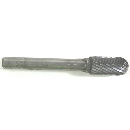 Carbide Bur Cylinder Shape Radius - SGS SC-3 3/8X3/4X1/4SHK CARBIDE SINGLE CUT RADIUS CYLINDRICAL BURR