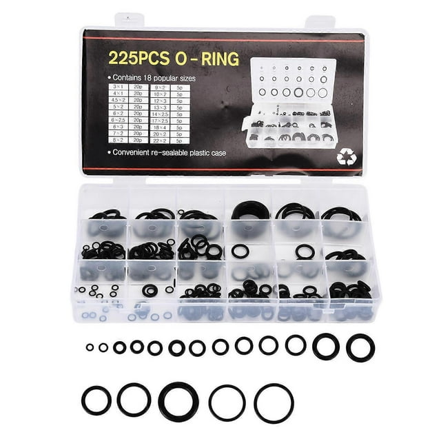225PCS Rubber Assortment Kit O Shape Sealing Gasket Washer with Case for Power Supply Control Box225PCS