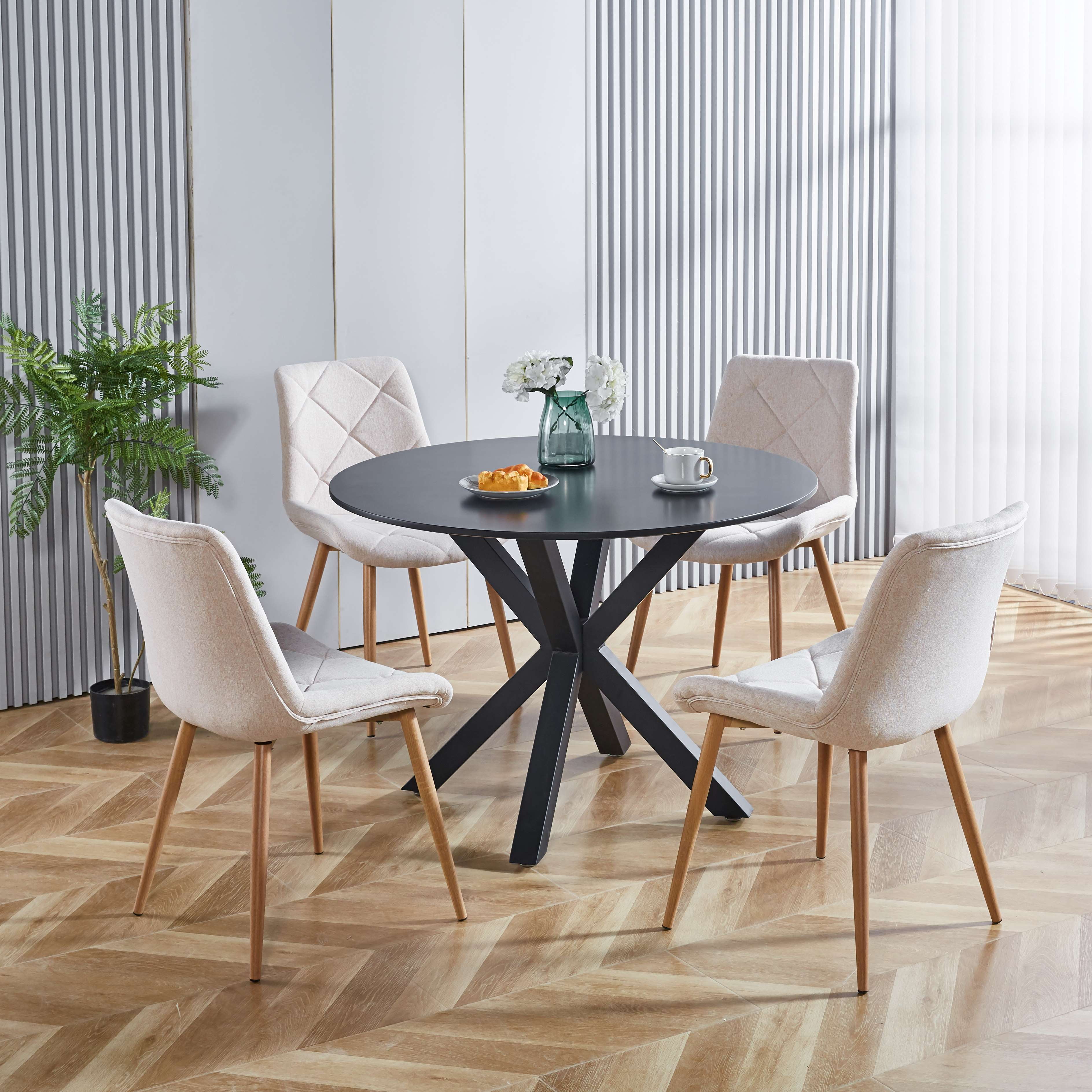 Yoneston 42.1" Mid-century Dining Table with Round Table Top, 4-6 Modern Pedestal End Table Leisure Coffee Table for Kitchen Living Room, Black