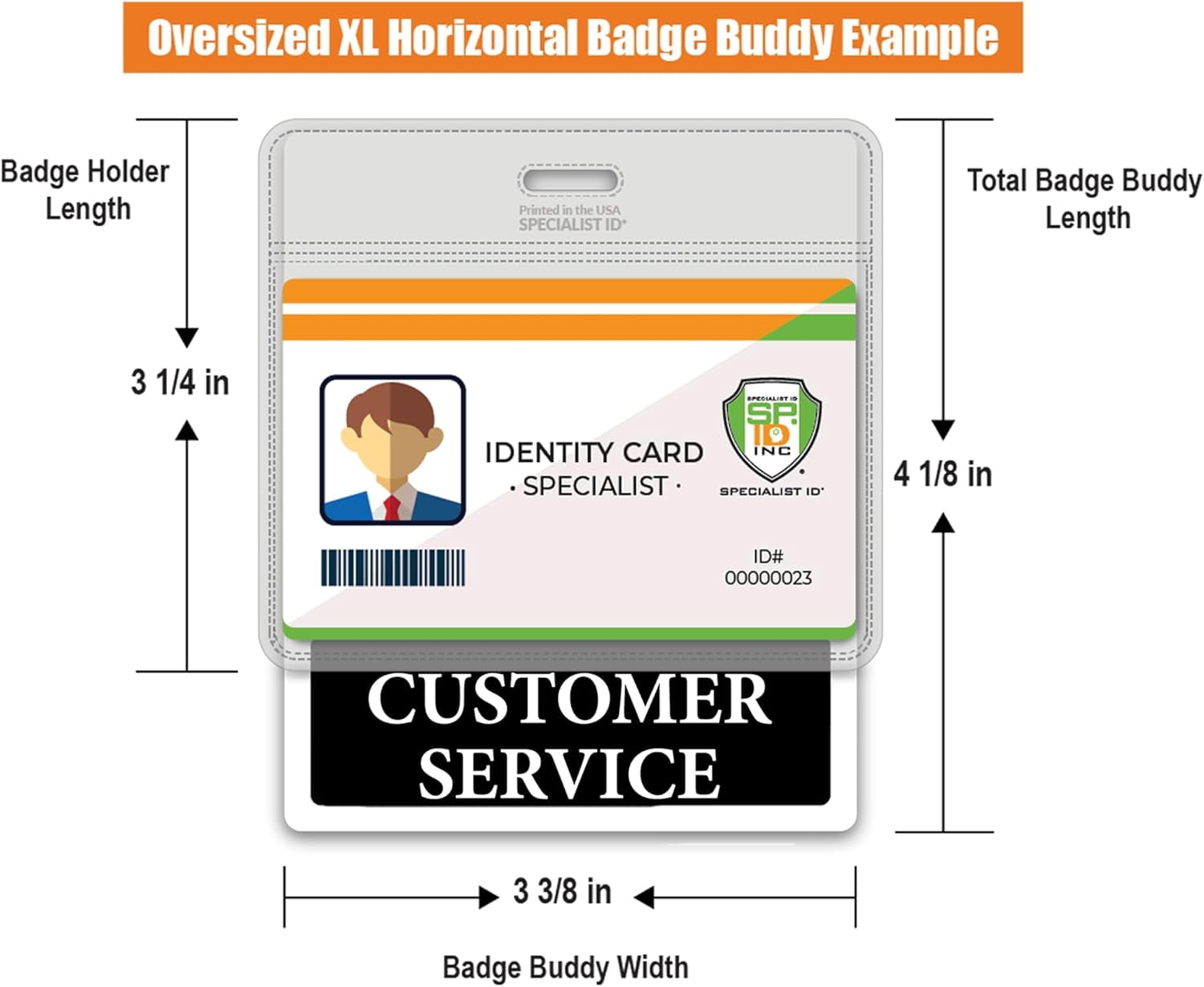20 Pack - Customer Service Badge Buddy - Horizontal Badge Backer for Retail Associates & Staff - Heavy Duty, Double Sided Role Identifier - Oversized Tag Buddies - USA Printed Specialist ID (Black)