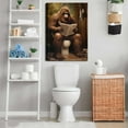 thumbnail image 4 of AVOI Vintage Gorilla Bathroom Sitting On The Toilet Reading Newspaper Animal Decor Picture Farmhouse Humor Style Painting of Poster Print for Bathroom Toilet Home Decoration Unframe: 16x16in, 4 of 5