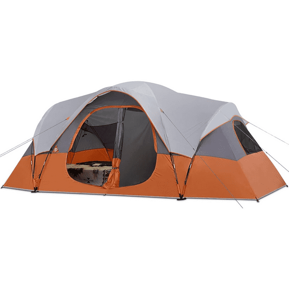 Camping Tent 10-Person-Family Tents, Parties, Music Festival Tent, Big, Easy Up, 5 Large Mesh Windows, Double Layer, 2 Room, Waterproof, Weather Resistant, 18ft x 9ft x78in