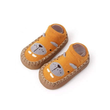 

Colisha Baby Crib Shoe Non-Slip Socks Slipper Cartoon Floor Slippers Bedroom Cute Sock Soft Sole House Shoes Yellow 18-24 months