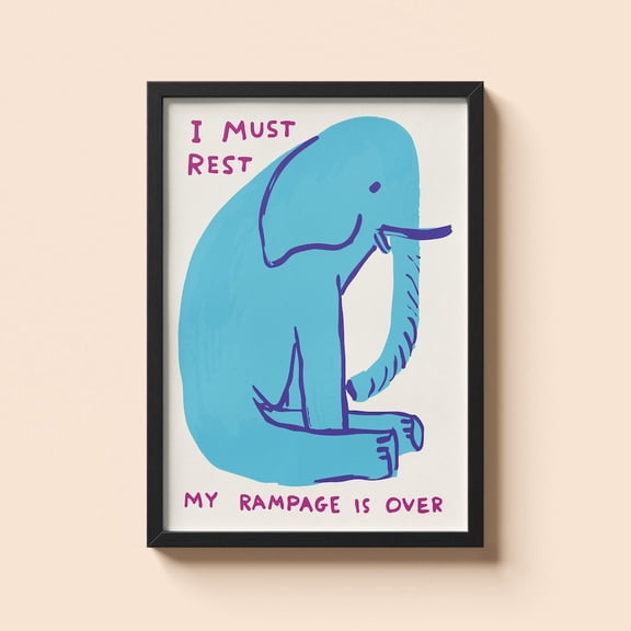 David Shrigley - My Rampage Is Over - Bold In Color - Colorful Pop Art Print - Playful Wall Decor - Unique Art Gift For Modern Homes UNFRAMED PAPER POSTER, Home Decor, Living Room Dercor