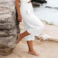 thumbnail image 5 of JIAYUE Women's Pants Solid Color Calf Length Loose High Waist Pocket Comfortable Everyday Wear Stylish Bottoms For Women, 5 of 6