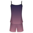 thumbnail image 4 of Bovxnpu Womens Plus Size Pajama Sets, 2 Piece Loungewear For Women, Womens Gradient Sling Sleeveless Tank Splicing Shorts Casual Pajamas Set L, 4 of 5