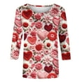 thumbnail image 4 of Xuniizn Blouses for Women, Valentine's Day Heart Print 3/4 Sleeve Casual Loose Crewneck Shirts, Plus Size Soft Cozy Tunic Tops, Gifts for Her, 4 of 4
