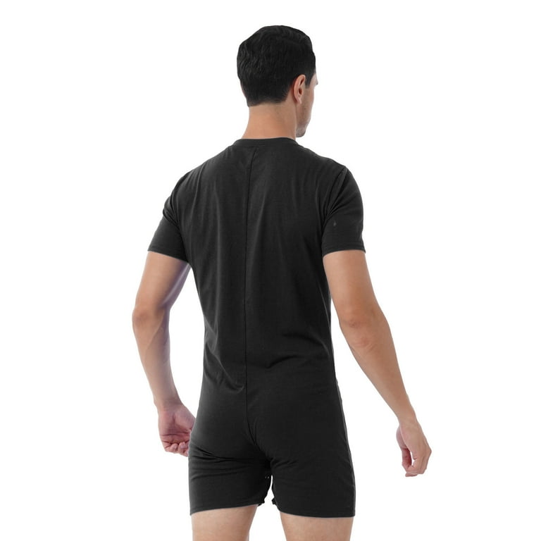 Alvivi Men's Short Sleeve One Piece Boyshorts Jumpsuit Alvivi Men's Short Sleeve One Piece Boyshorts Jumpsuit