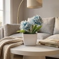 thumbnail image 5 of 1 Pc Fake Plant Small Artificial Green Plant Faux Flowers with Vase Fake Daisy Bouquet in Square White Plastic Vase Flowers for Table Decoration Farmhouse Floral Arrangement, 1.97x4.72 Inch, Blue, 5 of 9