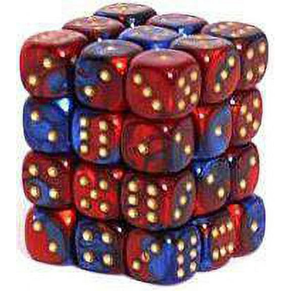 Chessex 6-Sided d6 Gemini Dice Pack (Blue-Red & Gold)