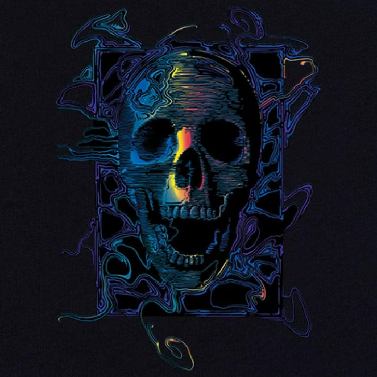 Tee Hunt Neon Skull T-Shirt Reaper Death Skeleton Grin Doom