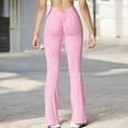 thumbnail image 5 of Women's High Waist Flare Leg Pants with Stretch Fabric - X Large, Pink, 5 of 7