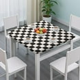 thumbnail image 3 of Black and White Checkered Pattern Square Fitted Tablecloth with Elastic Edge,Square Table Cover,Washable Elastic Table Cover for Home Kitchen Party Decor 34"x34", 3 of 6