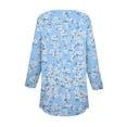 thumbnail image 4 of Blue Young Adult Tops 3/4 Length Sleeve Womens Tops 2025 Spring Neck Casual Print Tunic T Shirts Three Quarter Length Womens Tops Plus Size Tops for Women, 4 of 5