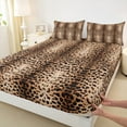 thumbnail image 3 of Manfei Luxury Brown Leopard Print Twin Sheet Sets 3pcs, Gradient Cheetah Twin Fitted Sheet, Animal Theme Flat Sheet, 3 of 7