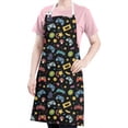 thumbnail image 5 of Colorful Games Icon Black Pattern Apron-Garden Aprons for Women with Pockets-Cotton Linen Waterproof Kitchen Cooking Gardening Aprons Adjustable for Kitchen,Cooking,BBQ and Salon 33x27 Inch, 5 of 7