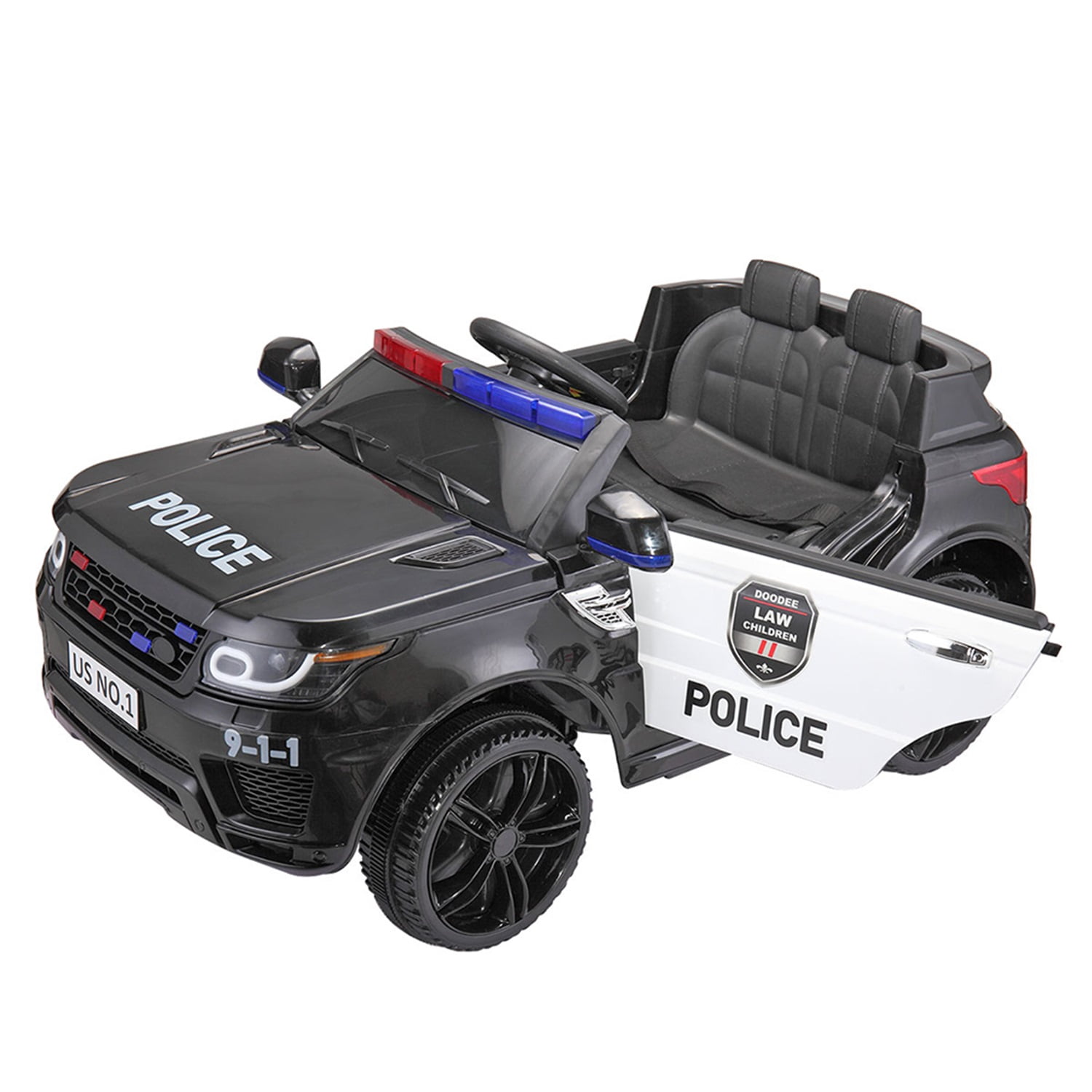 CIPACHO 12V Kids Ride On SUV Electric Cop Car with Remote Control, Siren Sounds Alarming Lights, Music Story, Black