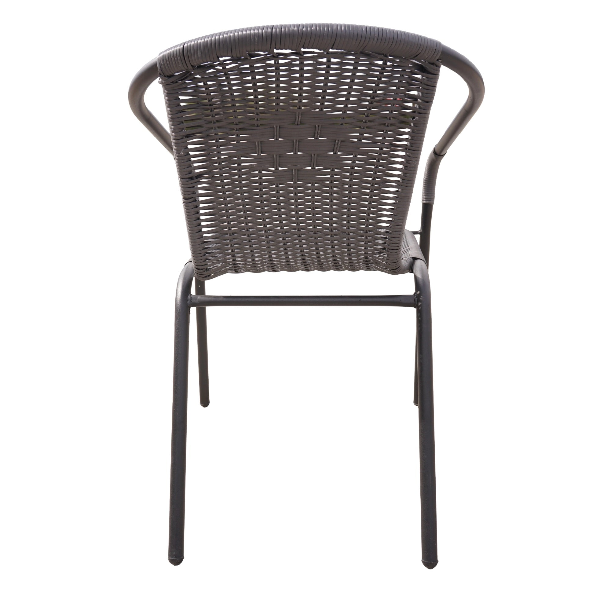 RTC Group Furniture Stackable Rattan Dining Chair, Set of 2 for Indoor/Outdoor Patio Restaurant, Porch, Backyard Gray